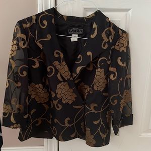 Alex Evenings Large Petite black and brown blouse